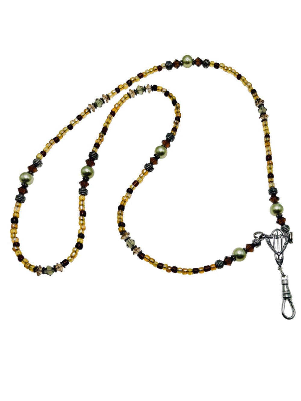 Artisan Beaded Necklace Lanyard Topaz Colored